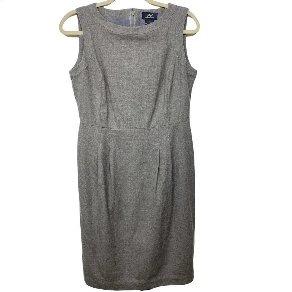 Brooks Brothers Gray Wool Dress Sleeveless Pencil Lined Career Business look 8
